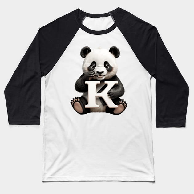 Panda with K Baseball T-Shirt by Aine Creative Designs